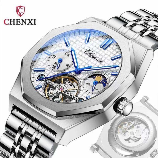 Chenxi/Dawn Sun Moon Star Vollautomatische mechanische Uhrenmänner wasserdichte Nachtleuchte mechanische Uhr