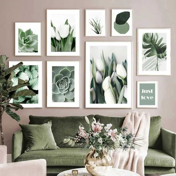 APERS TULIP CACTUS tequila monstera folhas de parede de parede de parede de parede de parede de impressão de impressão de impressão de imagens nórdicas imagens decorativas da sala de estar J240505