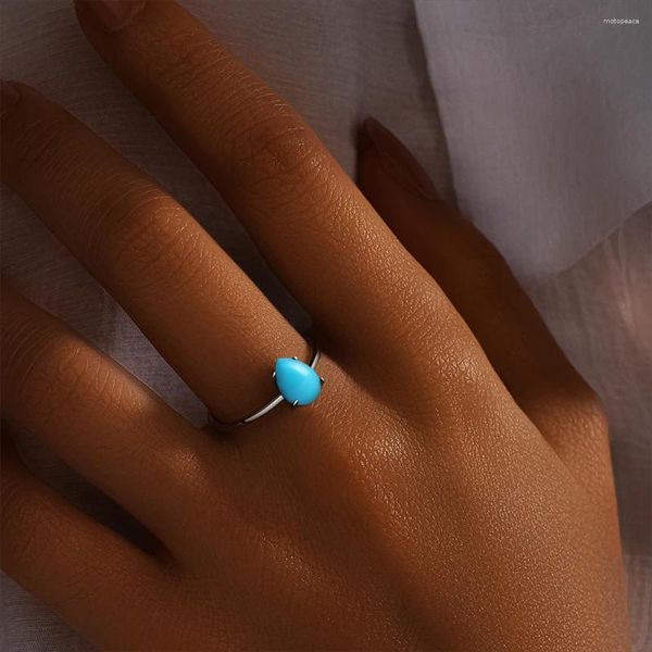 Ringos de cluster Canner Ring 925 Sterling Silver Blue Turquoise Gold for Women Luxury Fine Jewelry Banela Bijoux Party Gifts