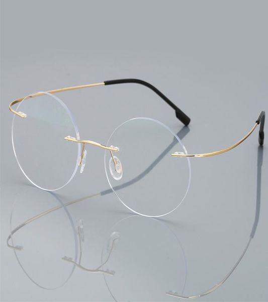 Occhiali da lettura senza cerchio antiblue da uomo donna rotonda in lega di titanio telaio prescritto Presbyopia occhiali 1502002509407466