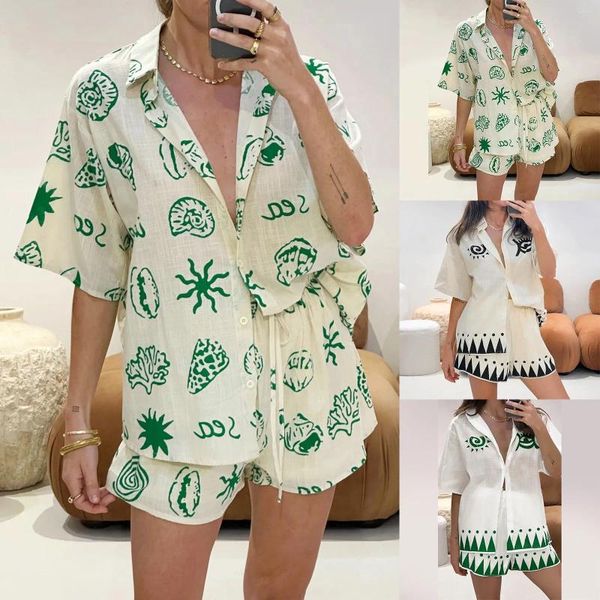 TRUSTROS FEMANOS TRABALHOS CAUSAL PRIMEIRA verde shorts 2 PCs Conjunto mulheres moda moda tops cortados tops elásticos de cintura curta de verão senhora de verão