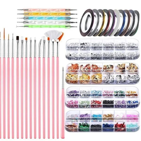 2024 Maniküre Set für Nagel -Pailletten -Kit Nagel DIY Accessoires Set Nail Art Pinsel Doting Stift Nails Zubehör Maniküre Tools2.Nagelkunstbürstenset