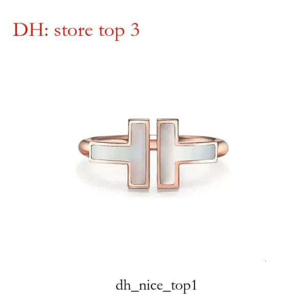 Sier Designer Ring Crystal TiffanyJewelry Diamonds Love Ring Engagement Mulheres Mulheres Double T Brand Rings Wedding Rings for Couples Dia dos namorados Tamanho do presente 6-9 S 5643