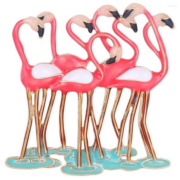 Broches 1pc Criativo Flamingos Roupas de broche em forma de moda Acessórios de calça de pinos Adorável corsage simples pino de animal (rosa)