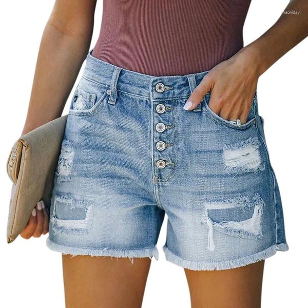 Jeans jeans alto short shorts denim 2024 esplosione rottura foro patch ladies a metà vita donne pantaloni a matita