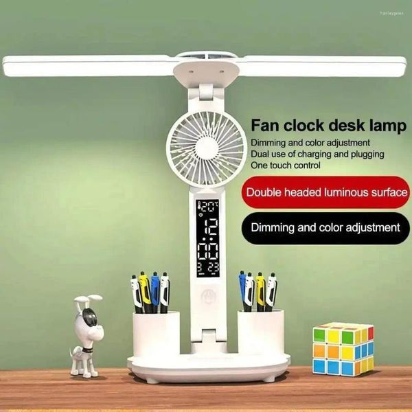 Lampade da tavolo LED ventola Light Light USB Plug di ricarica Dimmabile in Pieging Eye Protection Lettura Night