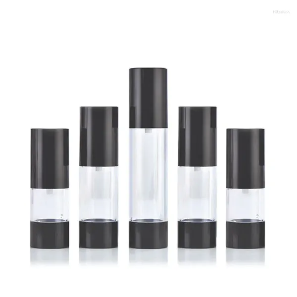 Bottiglie di stoccaggio bottiglia airless nero come nebbia sottovuoto spray 15-120 ml 10pcs per contenitore cosmetico ricarica emulsione pompa