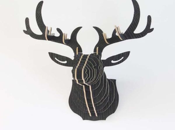 Gruppo di cervo per animali colorato in legno 3D fai -da -te Assemblaggio del puzzle decorazioni per la parete appesa ART Model kit di legno giocattolo decorazioni per la casa 7846462