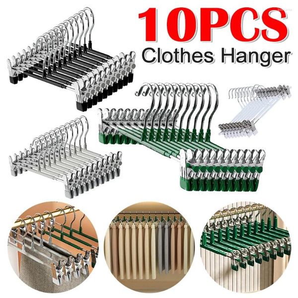 Kleiderkleiderschrankkleidung für Edelstahlröcke/Socken/Schichten Hosen Wäscheklammern Clip PCs 10 Rack Klemme Kleiderbügel Anti-Rutsch-Hose Stahl Stahl