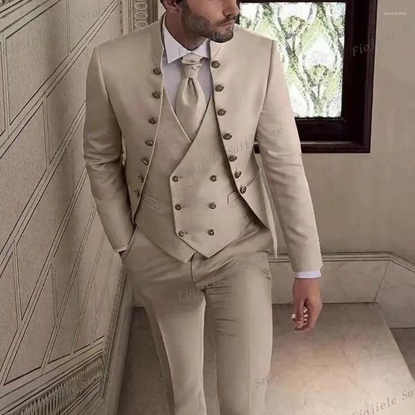 Abiti maschili beige beige uomo abito da lavoro sposo da giro per la festa di matrimonio occasione formale smoking da 3 pezzi giacca pantaloni