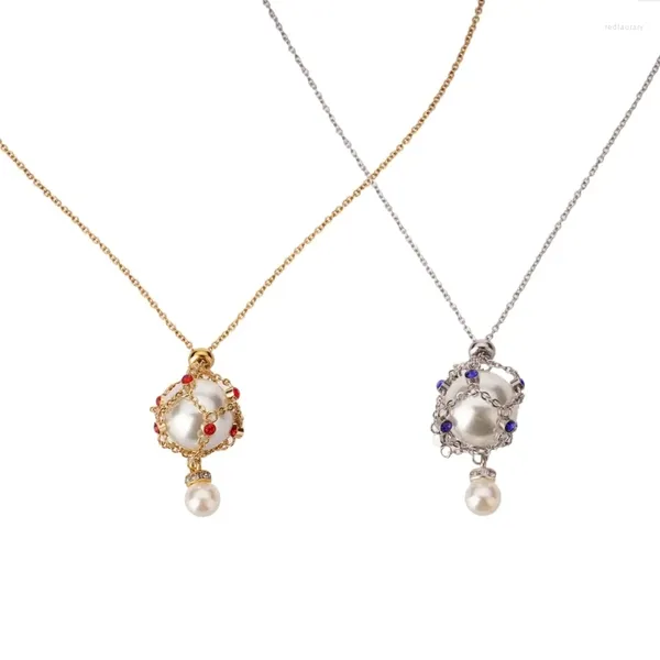 Collane a sospensione Elegante collana a gabbia di cristallo elegante fascino di gioielli con supporto in pietra contemporanea per individui alla moda HXBA