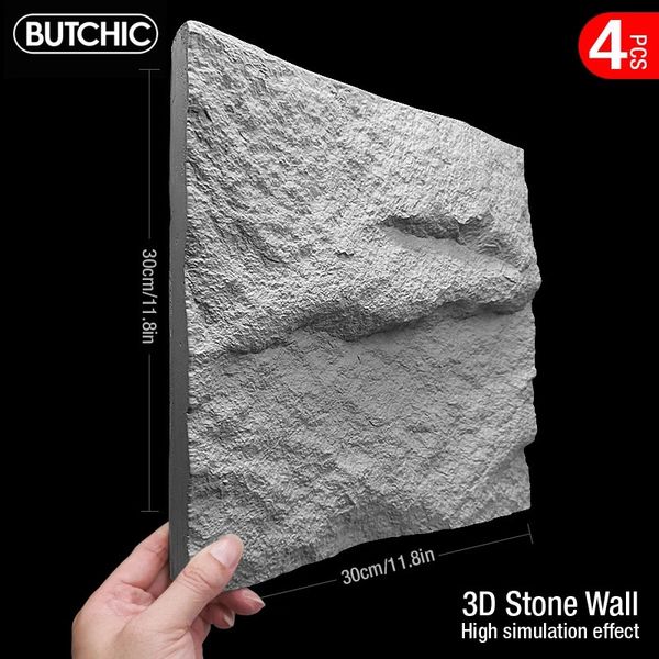 4pcs 30cm de renovação da casa cogumelo tijolo de pedra 3D Painel de parede 3D Adesivo 3D Adesivo de parede Mosaico Papel de parede à prova d'água 240420