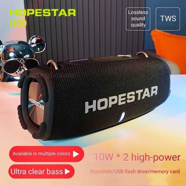 Tragbare Lautsprecher Hopestar H50 Tragbarer drahtloser Lautsprecher High-Power Music Box Outdoor Subwoofer TWS Mächtige Party Caixa de Som FM Radio Aux J240505