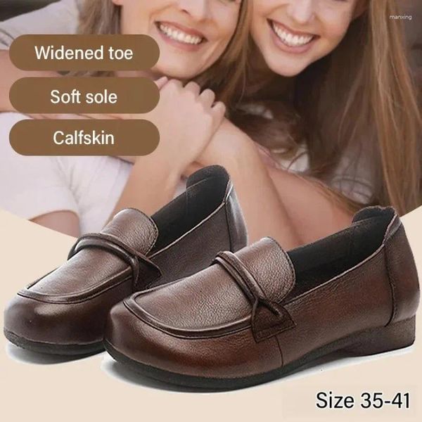 Casual Shoes Mokalfskin Mom Schuhe/Soft-Soled Flat Damen Leder Oxford Nonflip Slatafer