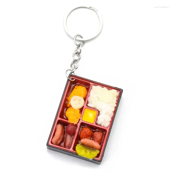 Schlüsselanhänger PVC Mini Bento Schlüsselbund Picknick Fastfood Anhänger Key Ring Lunchbox Hanging Bag Handtasche Ornament Charms Frau Schmuck Geschenk