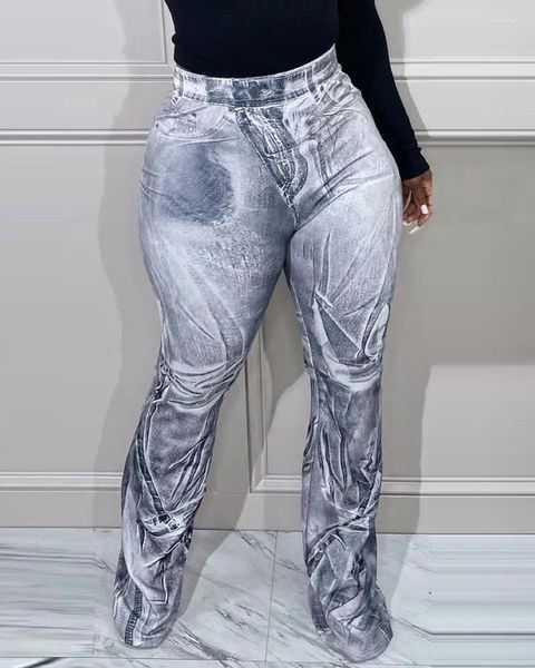 Jeans femminile stampare in denim collant a vita alta chic estate casual quotidiano di alto stile pantaloni lunghi lunghezza