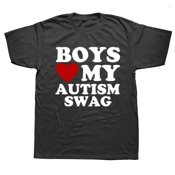 Meninas de camisetas masculinas adoram meu autismo swag consciência engraçada verão tamanho e euro gráfico algodão de streetwear presentes de aniversário homens de camiseta homens