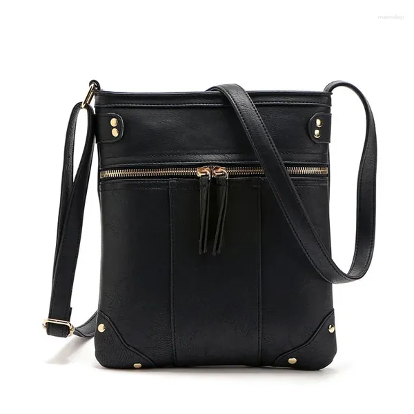 Bolsas de luxo bolsas de luxo designer PU PU Leather Flap Messenger Sling Bag Ladies Black Casual Crossbody ombro Sac A Main