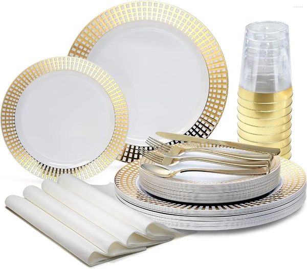 Dince per le stoviglie usa e getta 960pcs set (120 ospiti) -Pia di plastica per feste di pesca -orches