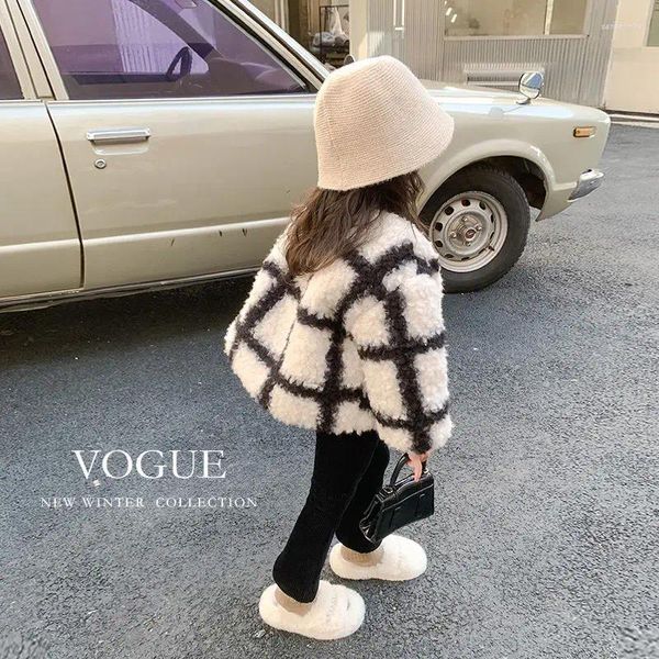 Roupas conjuntos de roupas meninas 2024 suéter de inverno Childrens Roupos de algodão de lã de cordeiro moda Moda de casaco quente espessado