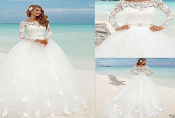 Bellissimo abito da sposa a maniche da ballo a maniche lunghe in spiaggia in pizzo in pizzo floreale floreale ghiottò estate estate arabo arabo bohémien9715536