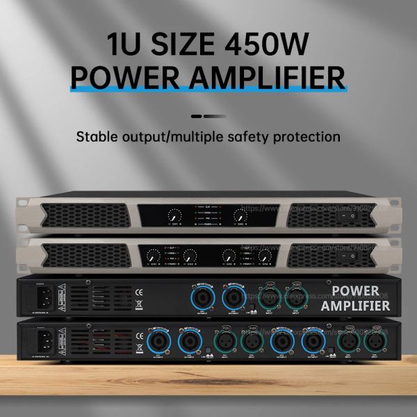 Amplifiers Professional 1u Audio усилитель домашний театр Subwoofer DJ Stage Conference Room Караоке 2/4 канала 450 Вт. Рейтинг Power Hifi 5.1