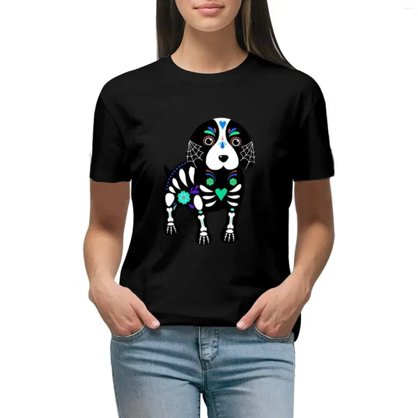 Frauenpolos Hundeskelett T-Shirt Sommer Top Female Kleidung T-Shirts für Frauen grafische T-Shirts