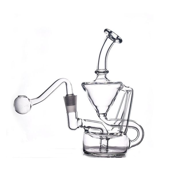 Super Vortex Bong Dab Dab Rig Lokays Tornado Reciclador Dab Rigs Rigs Bongo com óleo de queimador de vidro macho Tubo de cigarro de cigarro de 10 mm