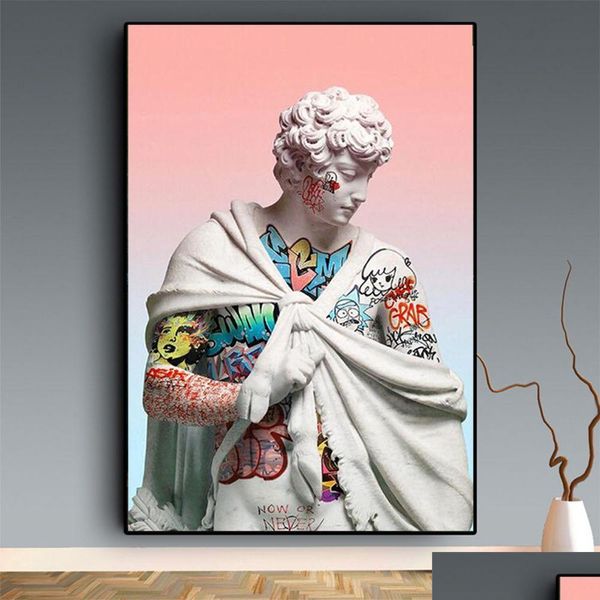 Gemälde Ca Malerei Abtrkte Dampfwelle Scpture of David Moderne Poster Drucke Wandkunst Bild für Wohnzimmer Wohnkultur Cuadros Dr. Dhywz