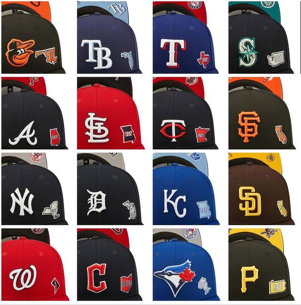 2024 All Team Mix Color Fan von Baseball Verstellbarer Hut Männer Frauen Vintage Flat Sport Base Ball Snapback Caps Glof Visor Bent Brave Letters A Bone Chapeau MA4-10