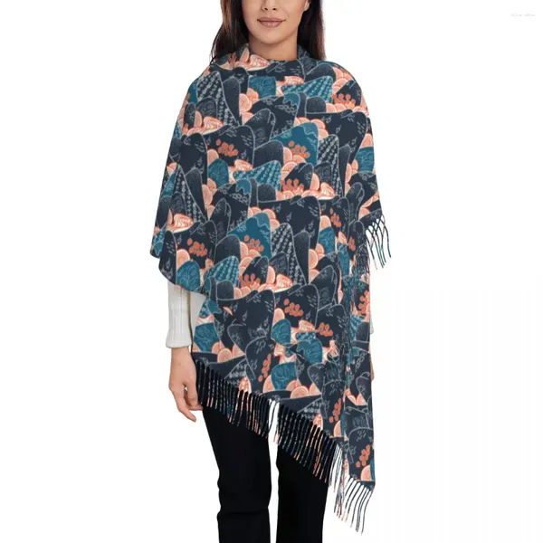 Sciarpe montagne kimono art sciarf unisex giapponese paesaggio tradizionale avvolge inverno y2k scialli freschi e designer bufanda