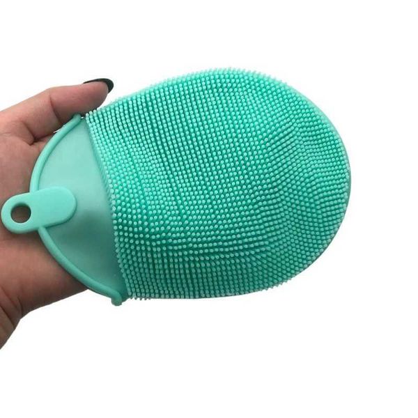 Accessori per bagno Accessori Massaggi vano da bagno asciugamano silicone pennello bagno pelle pulizia guanti per la doccia per rimuovere l'esfoliazione del corpo Q240430