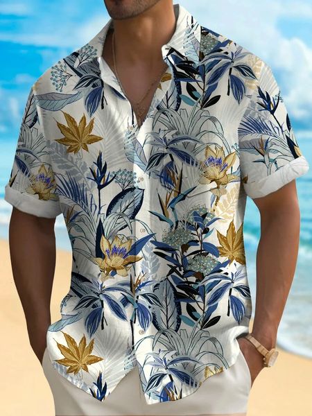 SCHEADA BEACH Hawaiian Casual Mens Shirt Outdoor Street Daily Fall Turndown Fashion Short Short Abbooted for Boys 240426
