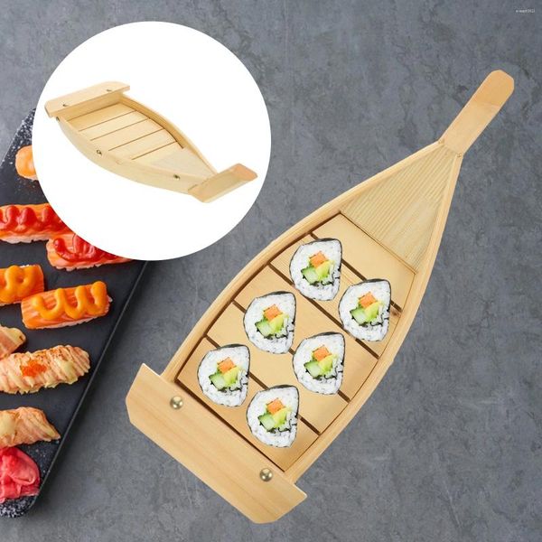 Set di stoviglie tappetino a rulli di sushi piatto piatto di piastre giapponese per piastre snack a forma di festa a forma di piante sashimi in legno