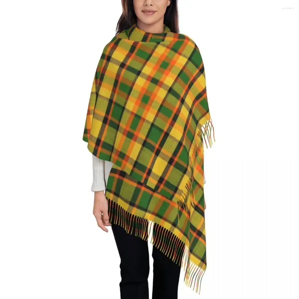 Шарфы Westy Tartan желтый клетчатый шарф -шарф женщин мягкий геометрический шаль Gingham
