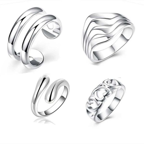 Ringos de cluster 925 Sterling Silver 4pc/set Fashion Charm Ring Ring Conjunto para mulheres vintage boho knuckle party jóias de casamentos h240504