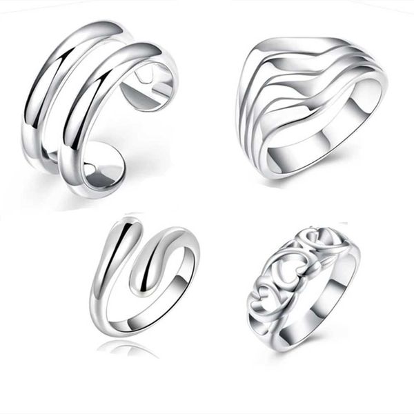 Clusterringe 925 Sterling Silver 4PC/Set Fashion Charm Finger Ring Set für Frauen Vintage Boho Knuckle Party Schmuck Hochzeit Mädchen H240504