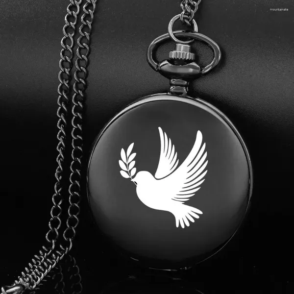 Pocket Watches the Bird Design esculpindo inglês Alfabeto FACE VISTA UM CHELA BLACK Quartz Presente Perfeito