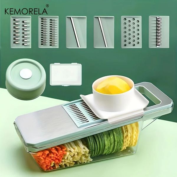 Küche 1pcs Edelstahl Multifunktional sicheres Handbuch Gemüse Slicer Cutter Potato Shredder Knoblauch Karotten -Reibhacker 240429