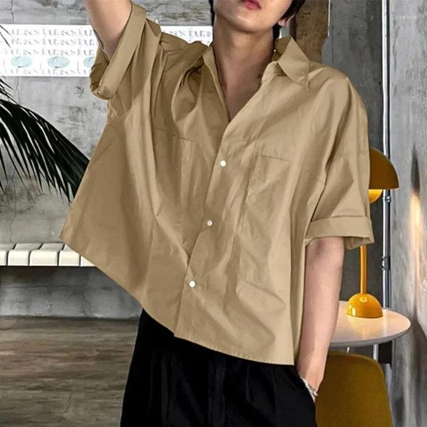Camicie casual maschile da uomo Summer Shirt Solid Color Bavani Abbigliamento da streetwear a mezza manica 2024 Fashion in stile coreano S-5xl Incerun