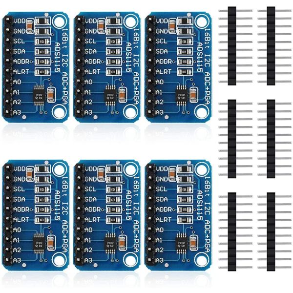 Amplificadores 6 PCs Ads1115 Conversor analógico para digital de 16 bits Conversor de módulos ADC com amplificador de ganho programável para Raspberry Pi