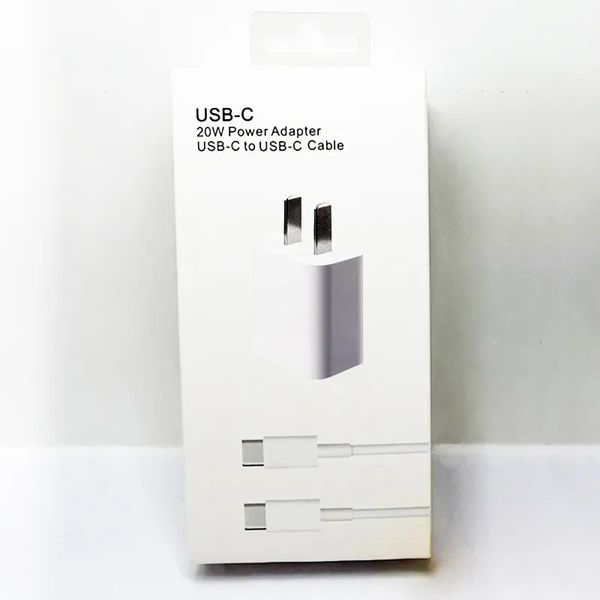 2 in 1 set da 20 W PD Tipo C Kit di caricabatterie USB USB CHARDAD CARICARE US US Adapter Caricatore rapido per iPhone 15 14 13 12 11 Pro Max e Samsung Android IPhone Charger