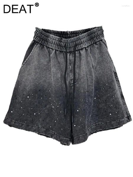 Frauen Shorts Elastic High Taille Gradient Black Distribessed Diamanten zerrissen Short Hosen 2024 Sommer Mode 29l7484