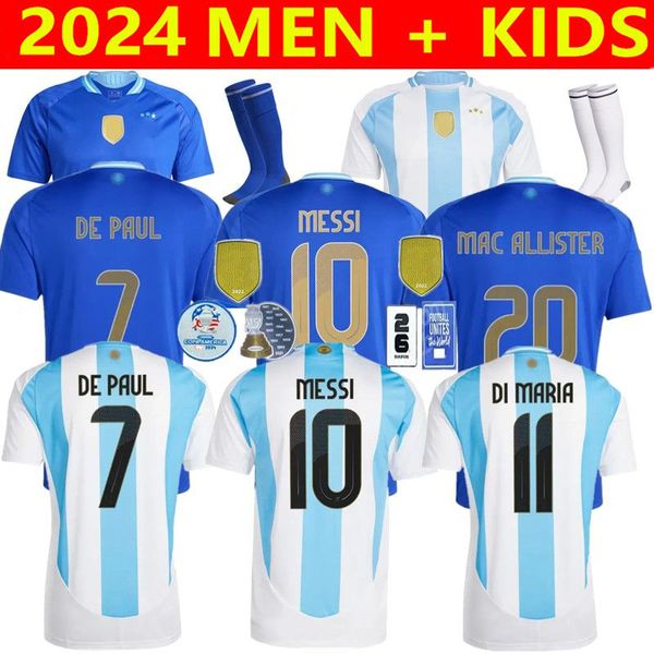 Argentina respirável 3 estrelas Seleção nacional xxxl 4xl plus size fãs fãs de futebol messis dybala di maria martinez de paul maradona kits para crianças 2024 Copa América