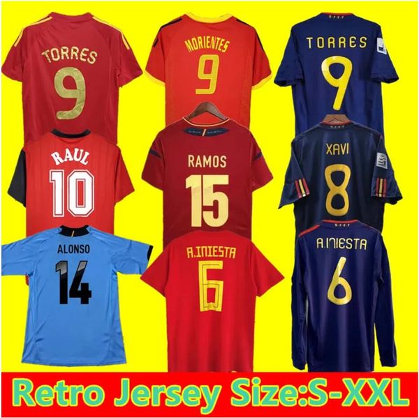 Maglie da calcio retrò in Spagna 2010 2010 1996 1994 Raul Xavi Hierro Guardiola Alonso Puyol Pique David Villa Torres Iniesta 2008 2012 Ramos Espagne Camiseta de Futbol 88