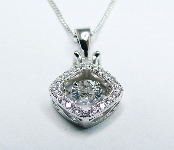 Hochwertiger CZ -Steinanhänger in 925 Sterling Silber Dancing Diamond Dancing CZ Frauen Anhänger Halskette für Verlobungsgeschenk 2105243134815