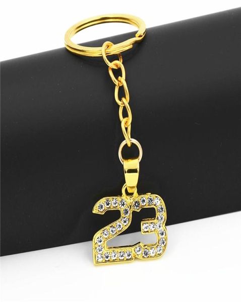 Uodesign Hip Hop Charm Pingents Rock Jewelry Gift Crystal Número 23 Bling Lindy Basketball Superstar Keychain2887269