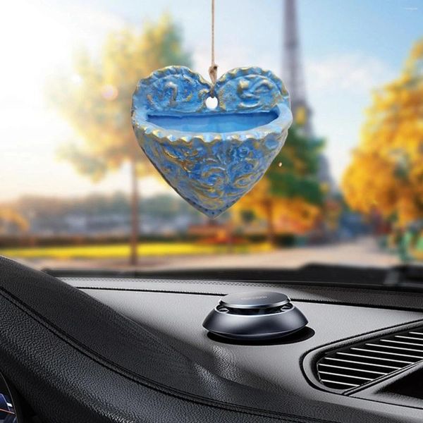 Figurine decorative a forma di cuore vintage a forma di carnoso muro di fiori in resina piatto appeso piatto verde decorazione di fiori per auto per auto