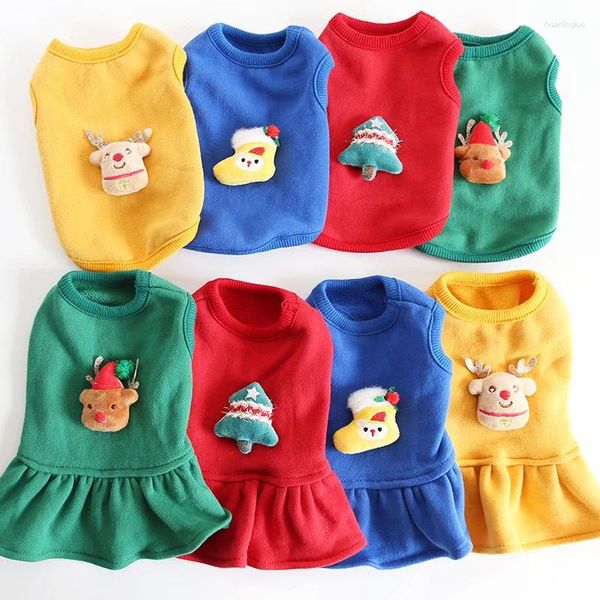 Abbigliamento per cani Merry Christmas Alberi cuccioli abiti da pet camicia inverno vestiti floreali per gatto per cani rossi