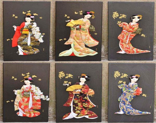 Verschiedene Stile Geisha Doll Drucke japanische ukiyoe Gemälde Stereo Bilder Rahmen Home Furnier dekorative Malerei Figur Paint1964928